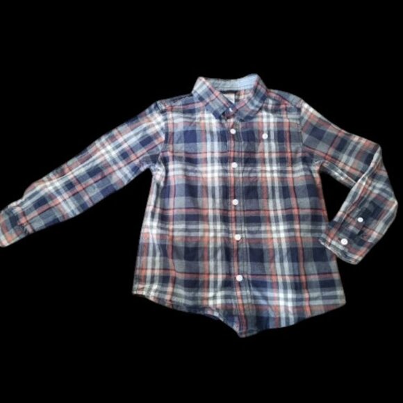 GYMBOREE Plaid Long Sleeved Button Front Shirt Boys Size 5-6 - Picture 1 of 3
